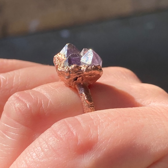 Amethyst Point Cluster Ring Electroformed sz 7 - Picture 7 of 15